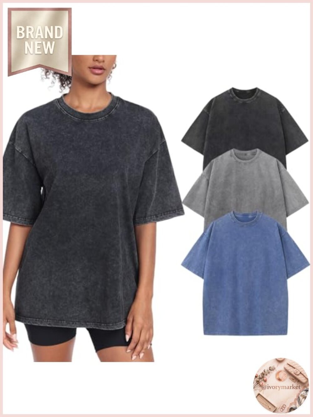 Oversized Vintage Washed Cotton T-Shirt Baggy Streetwear Boyfriend Tee